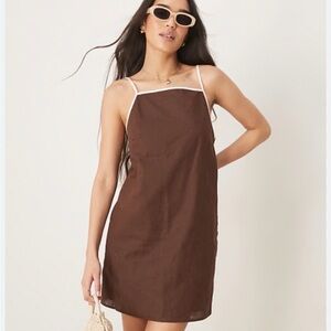 Abercrombie & Fitch Brown Mini Dress with White Trim